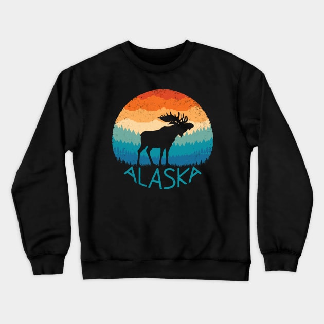 Alaska Retro Moose Crewneck Sweatshirt by TigerTom